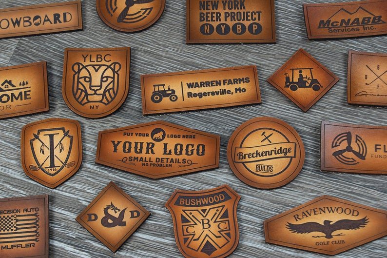 Die Cut Custom Leather Patches - Laser Engraved