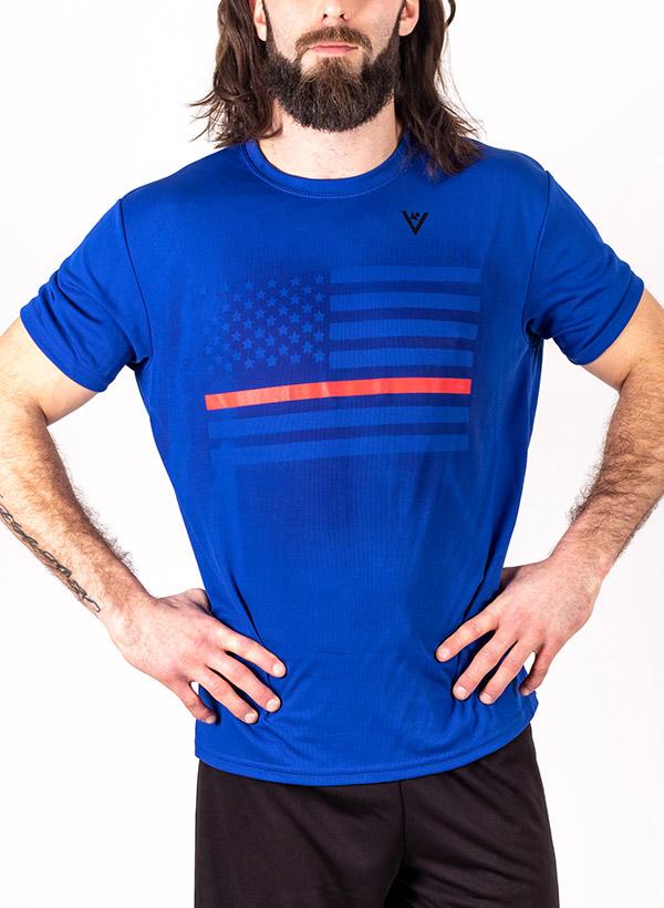 Men's Thin Red Line Short Sleeve Crew Neck Shirt
