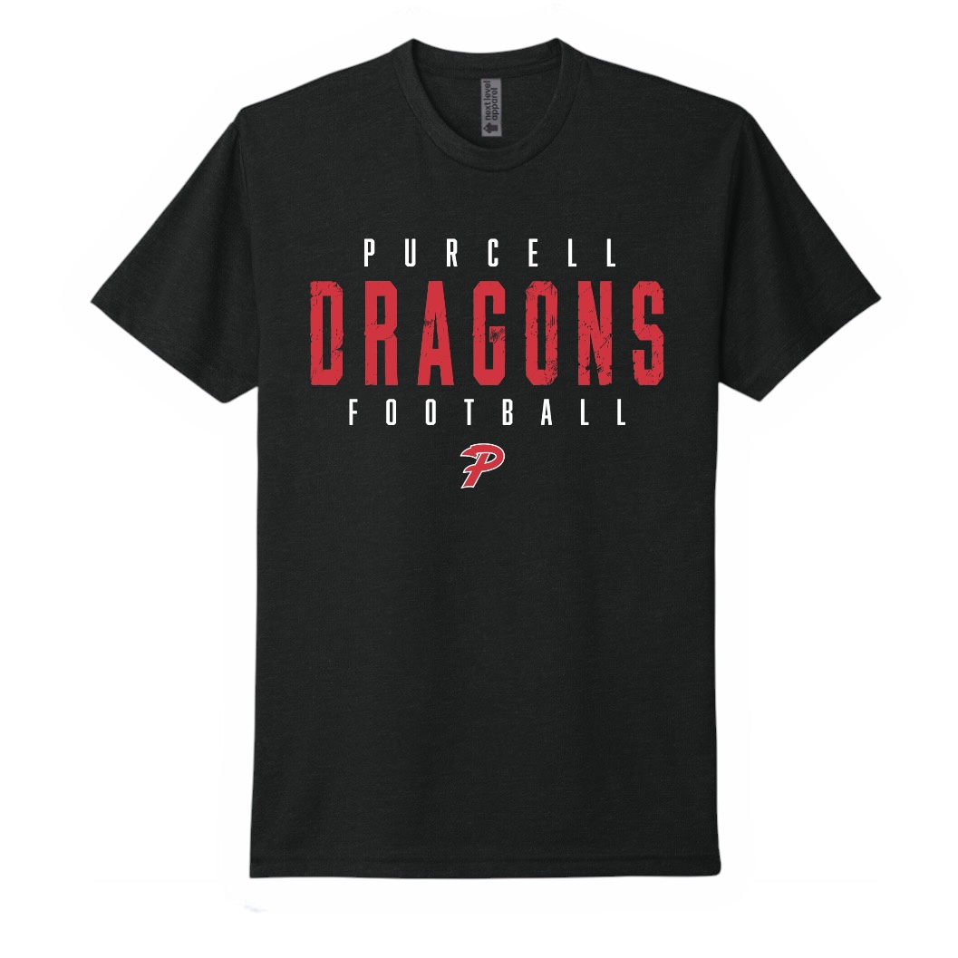 Purcell Football Tee, youth and adult