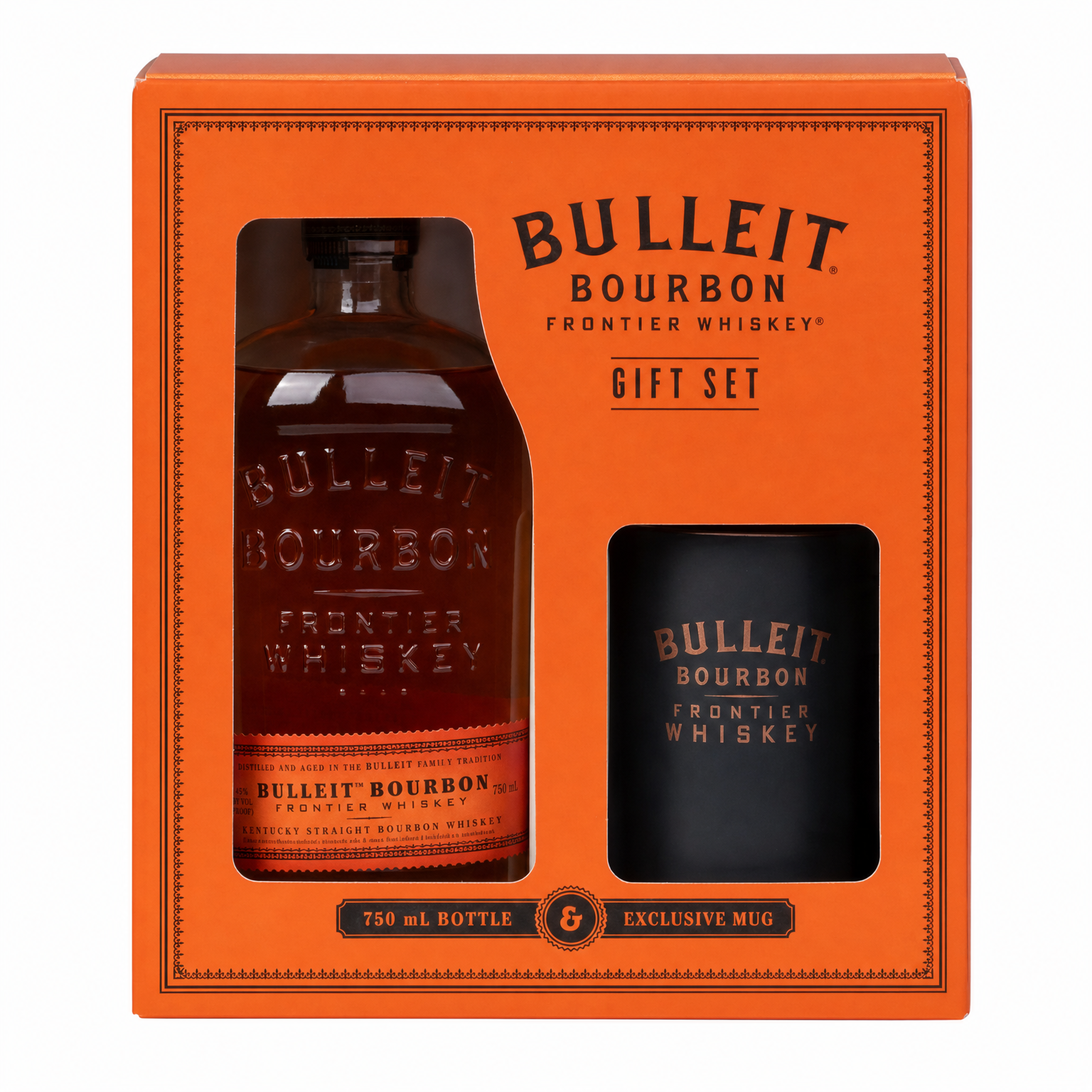 Bulleit Bourbon Frontier Whiskey Gift Set With Mug 750ml