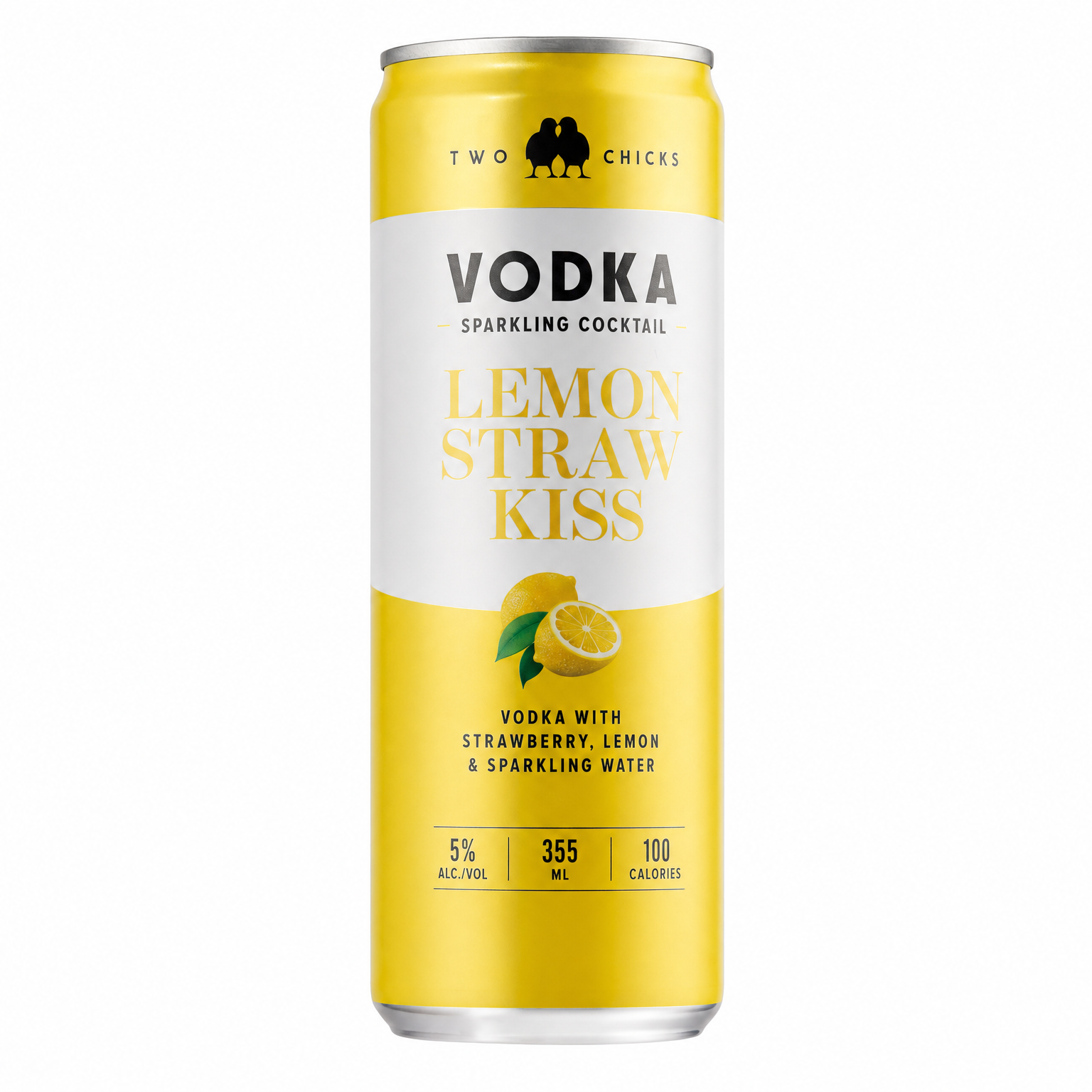 Two Chicks Lemon Strawberry Kiss Sparkling Vodka Fizz 355ml