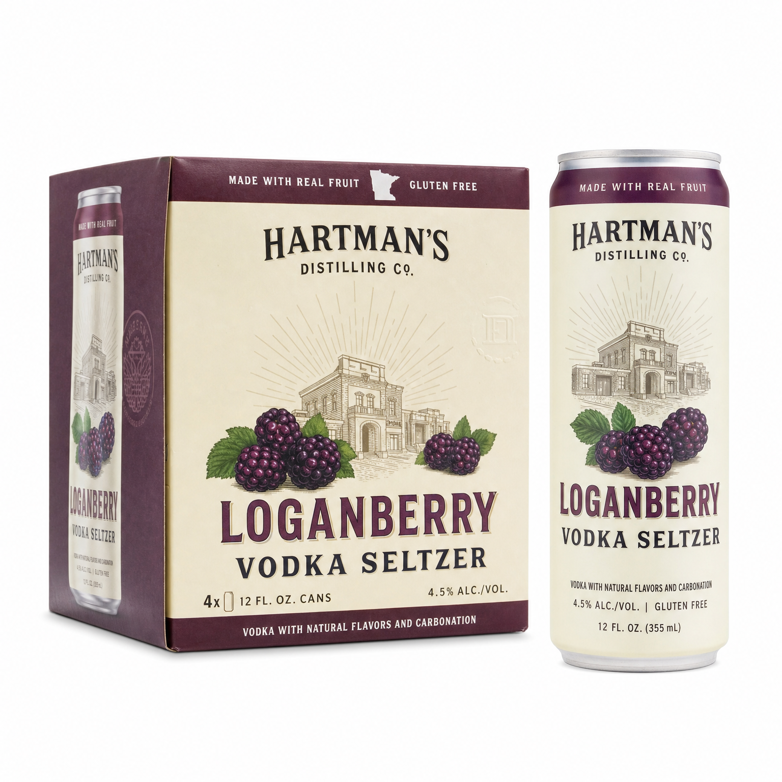 Hartman's Loganberry Vodka Seltzer 4pk 12oz Cans