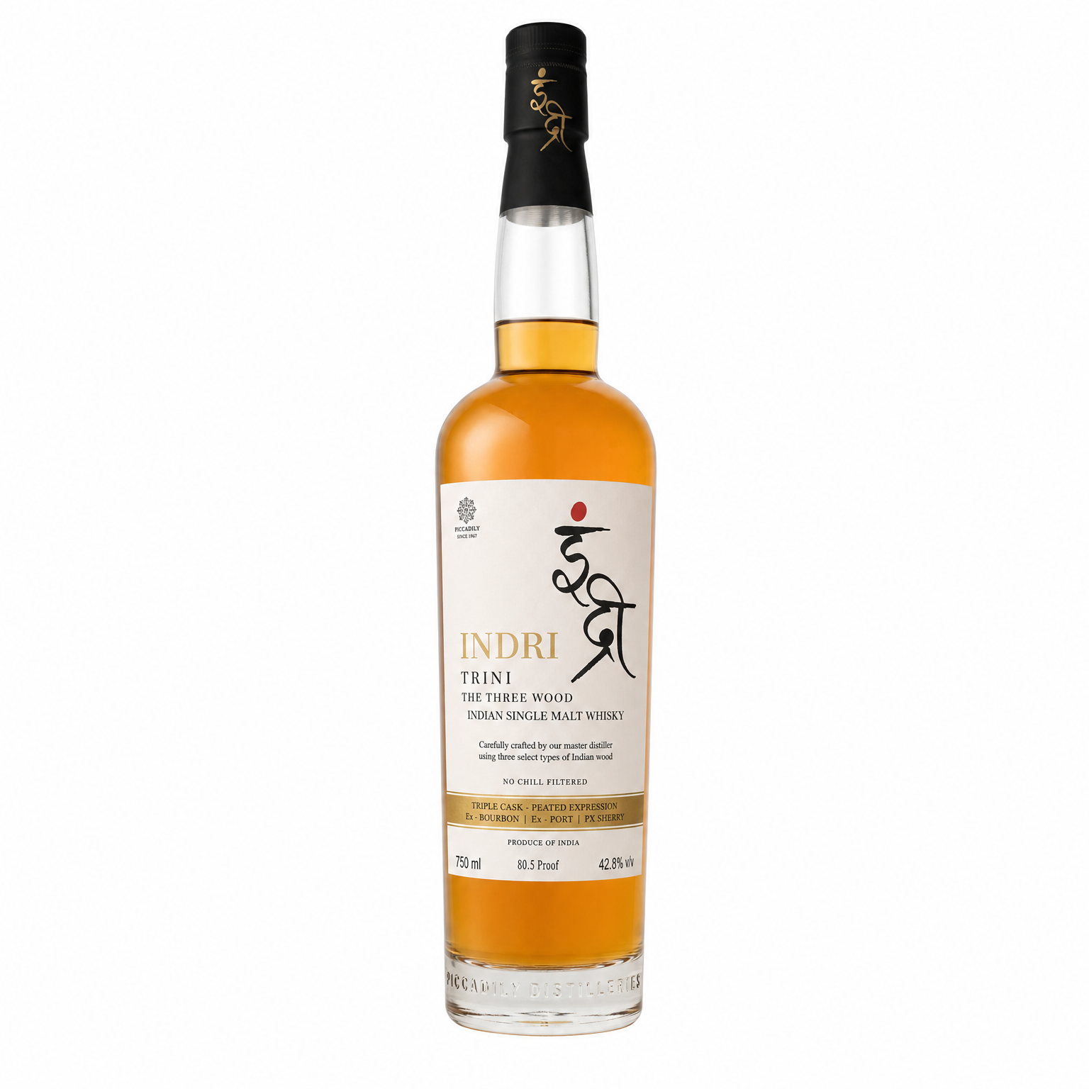 Indri Trini The Three Wood Indian Single Malt Whisky 750ml