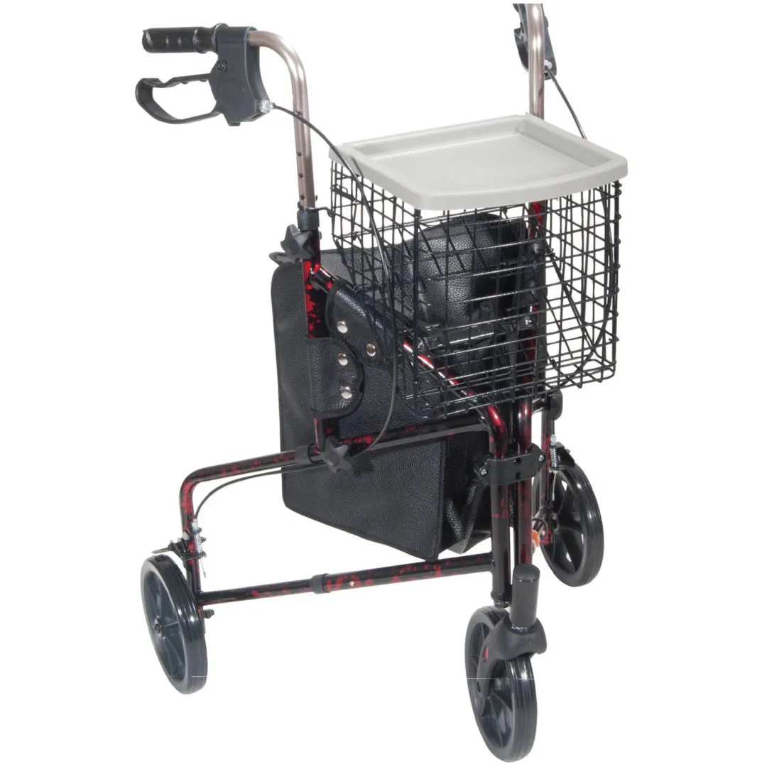 3 Wheel Rollator Walker with Basket Tray and Pouch