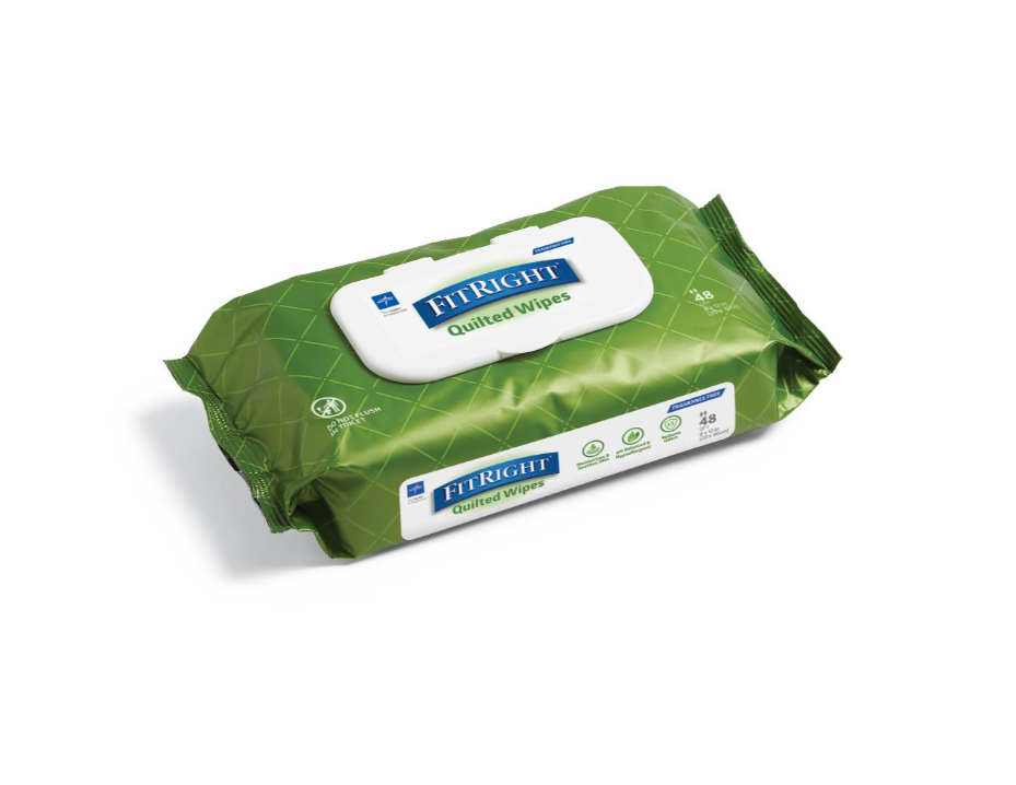 FitRight Aloe Fragrance-Free Quilted Wet Wipes