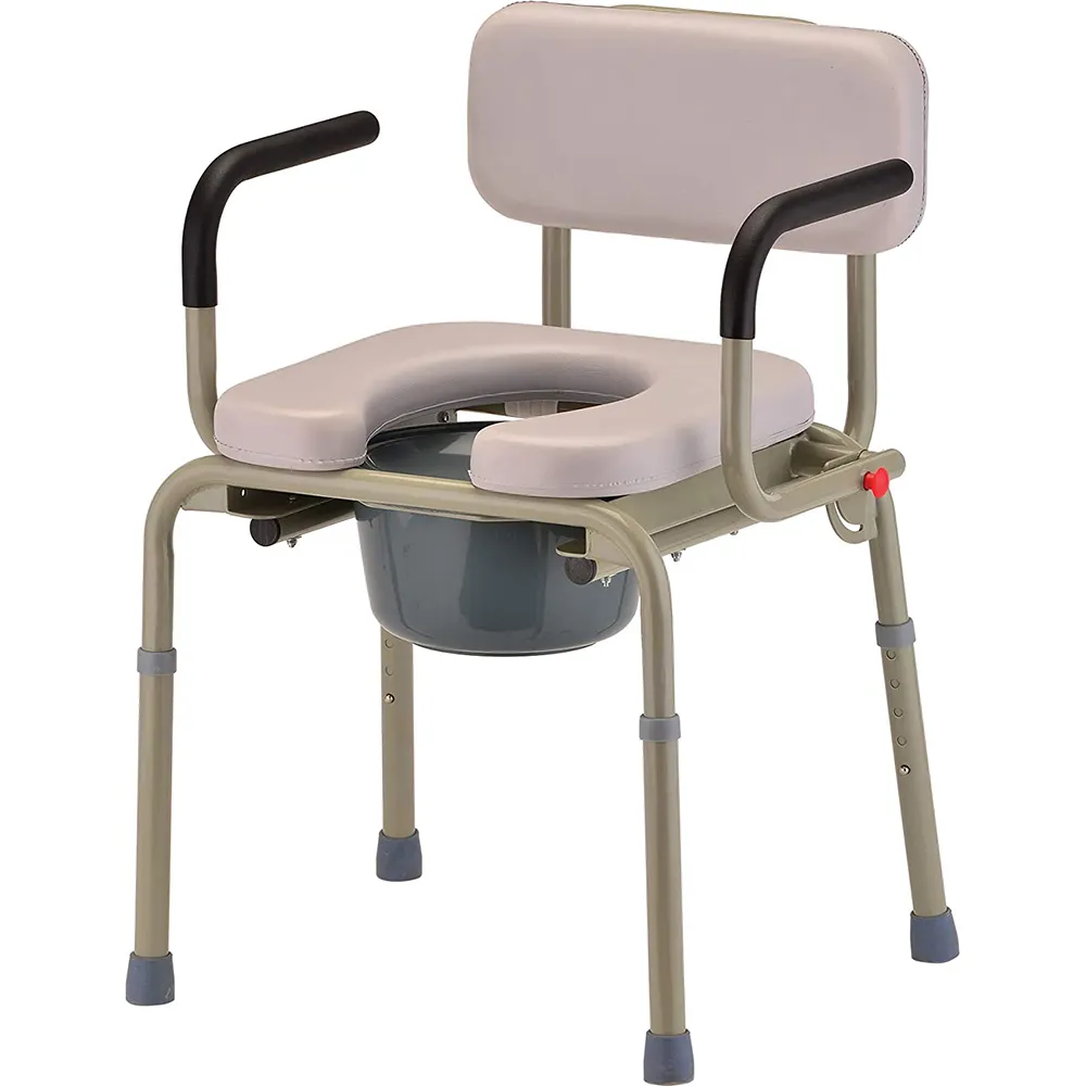 Padded Drop-Arm Commode