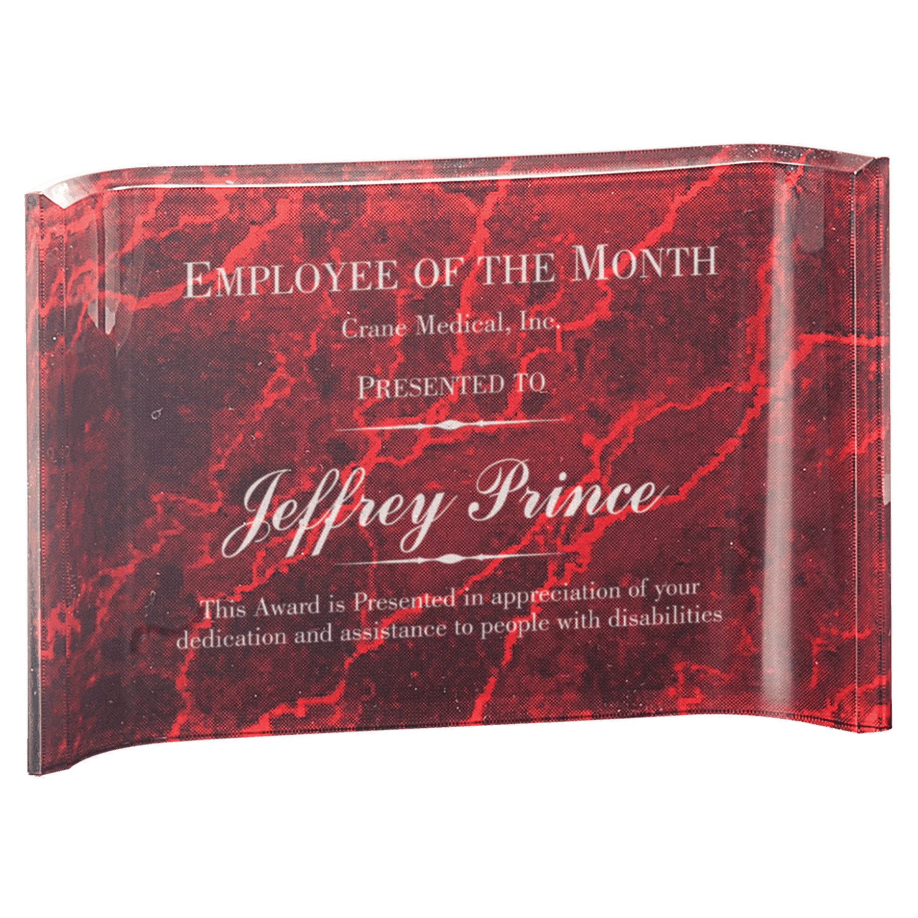 Red Marble Acrylic Crescent