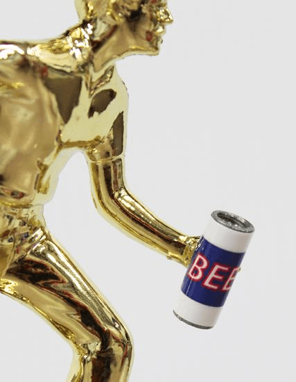 Male Cornhole Drinking Marble Base Trophy