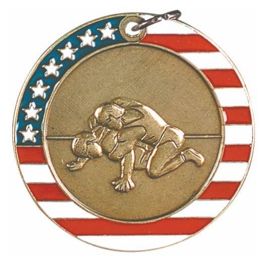 Wrestling Red White and Blue Medal