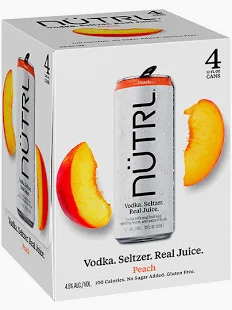 NÜTRL Peach Vodka Seltzer 4 Pack 355ml