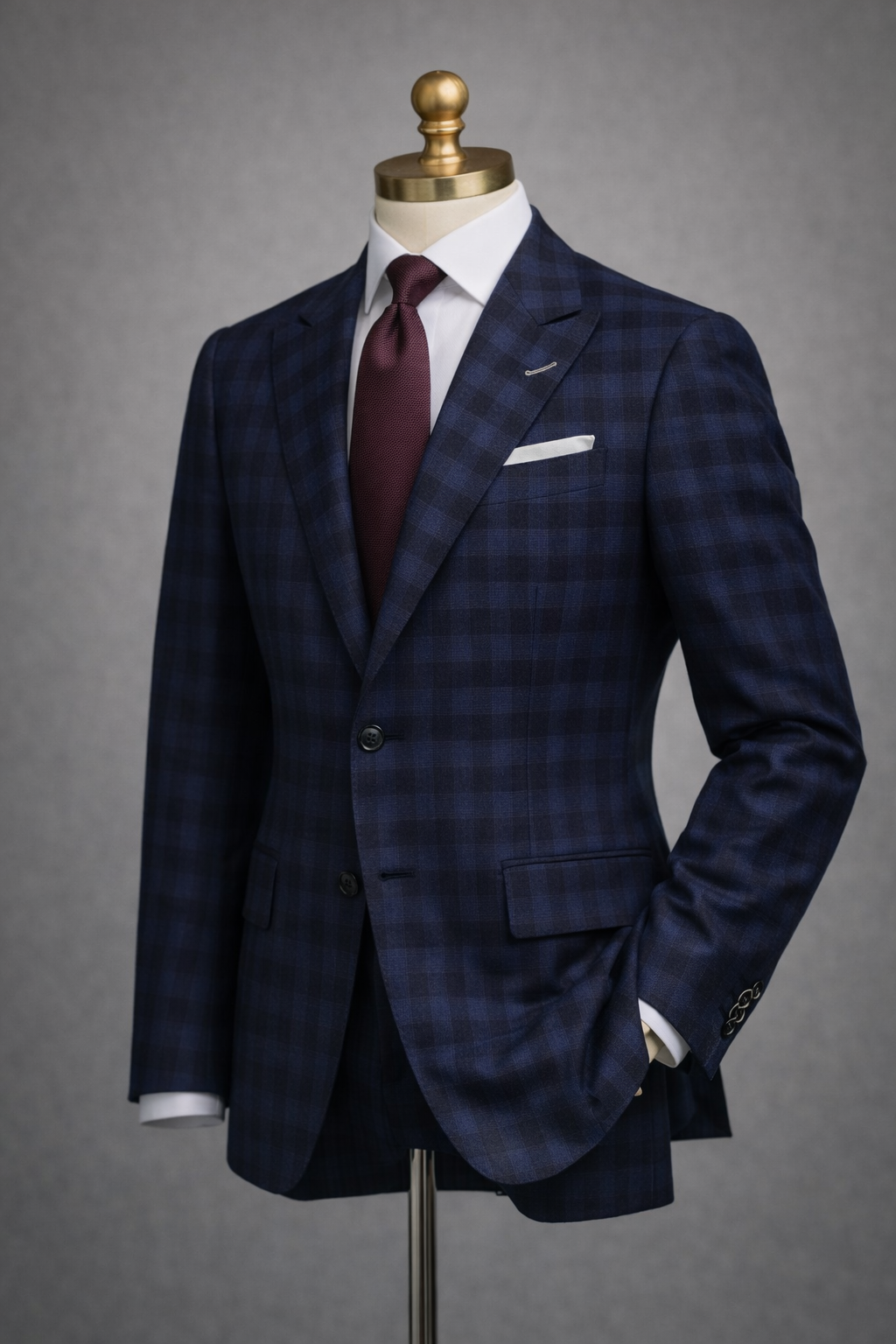 The Milano Midnight Plaid Two Button Peak Lapel Suit