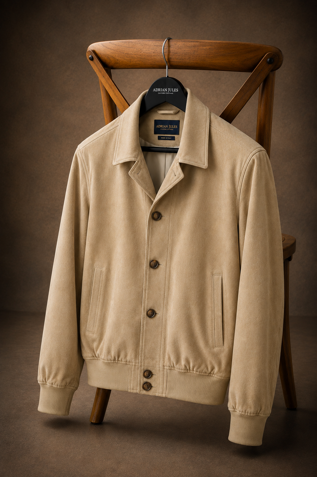 The Buttoned Suede Custard Bomber