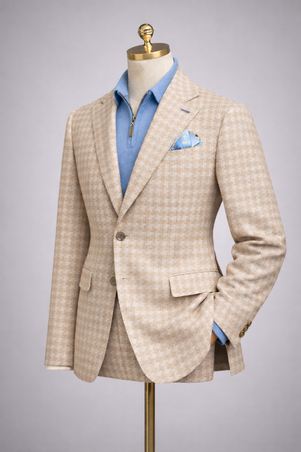 The Portofino Houndstooth Jacket - Crema