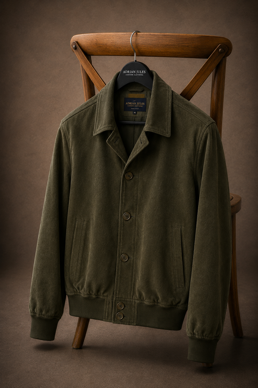 The Buttoned Suede Loden Bomber