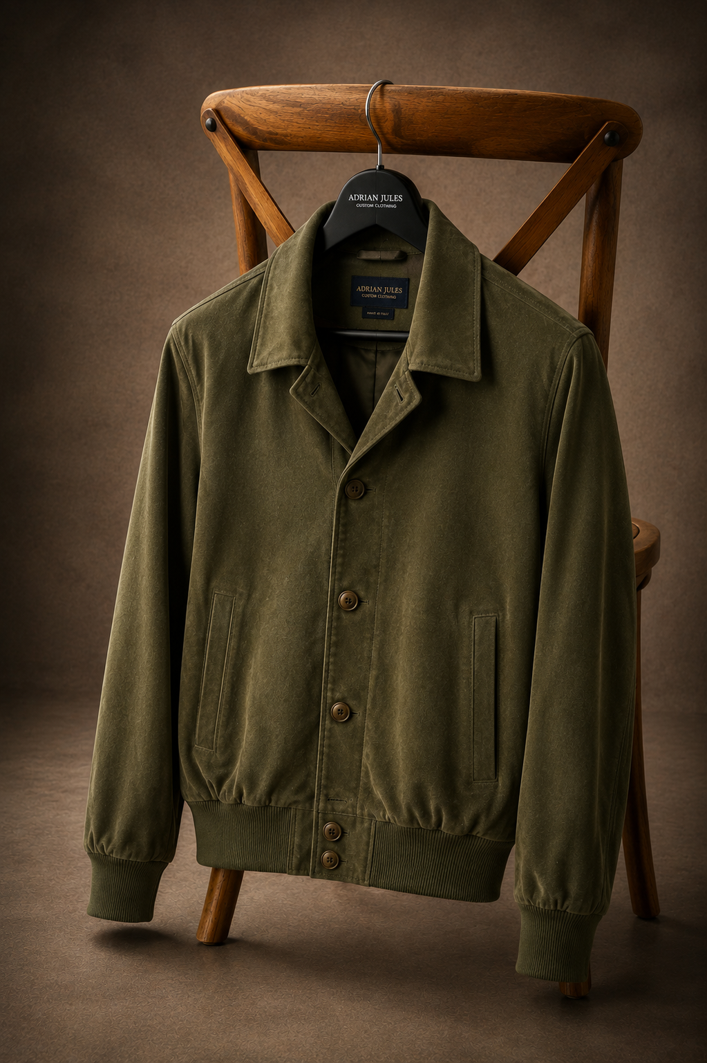 The Buttoned Suede Safari Bomber