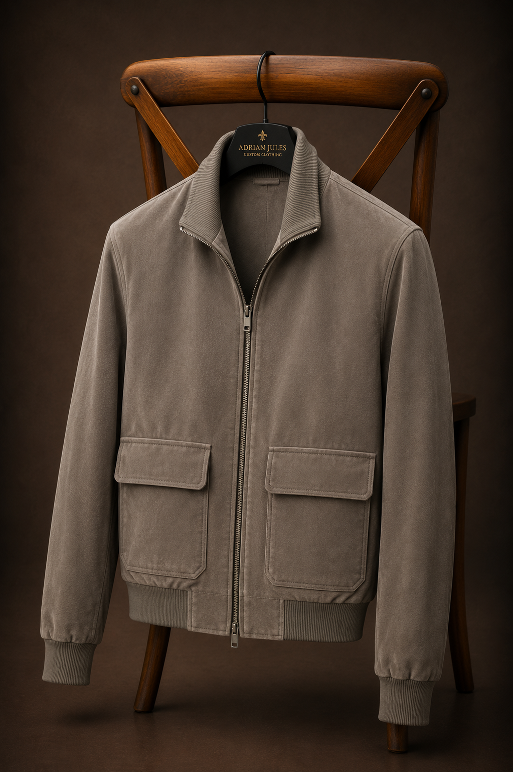 The Suede Slate Grey Cargo Bomber
