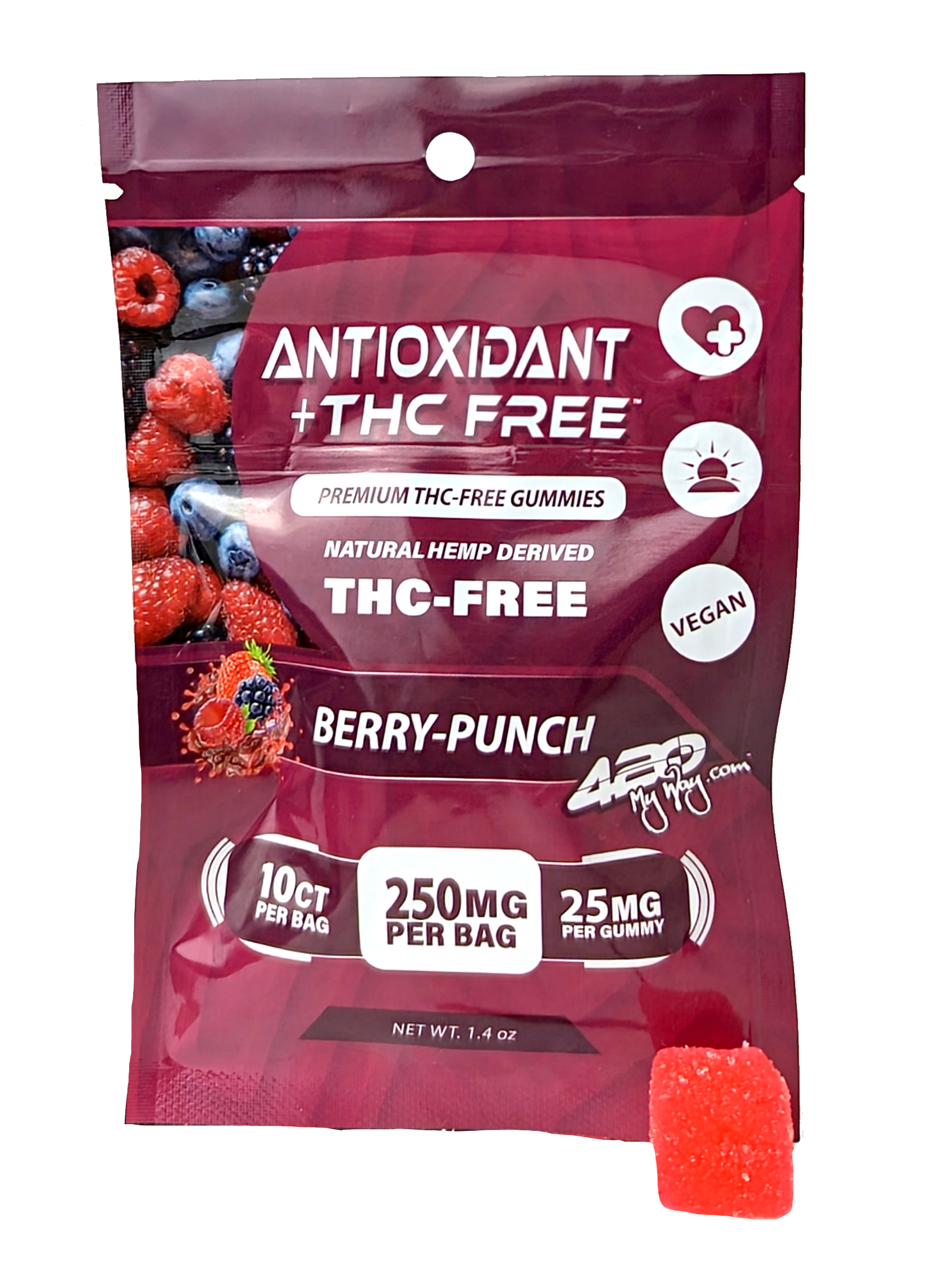 Antioxidant + THC-FREE • Berry Punch | 420 My Way, THC-FREE Gummies