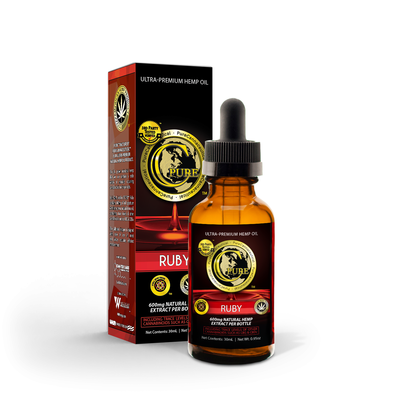 PCRX™ RUBY Full Spectrum Hemp Oil Tincture, 30mL