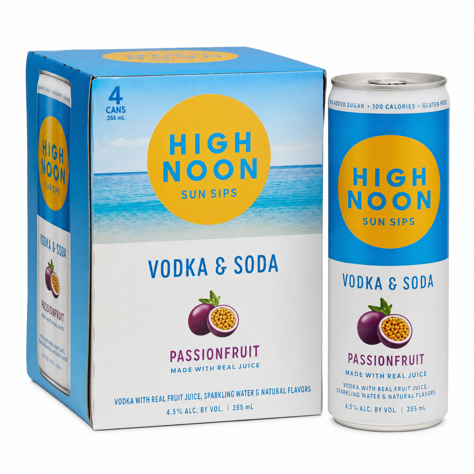 High Noon Passionfruit Vodka & Soda 4pk 355ml