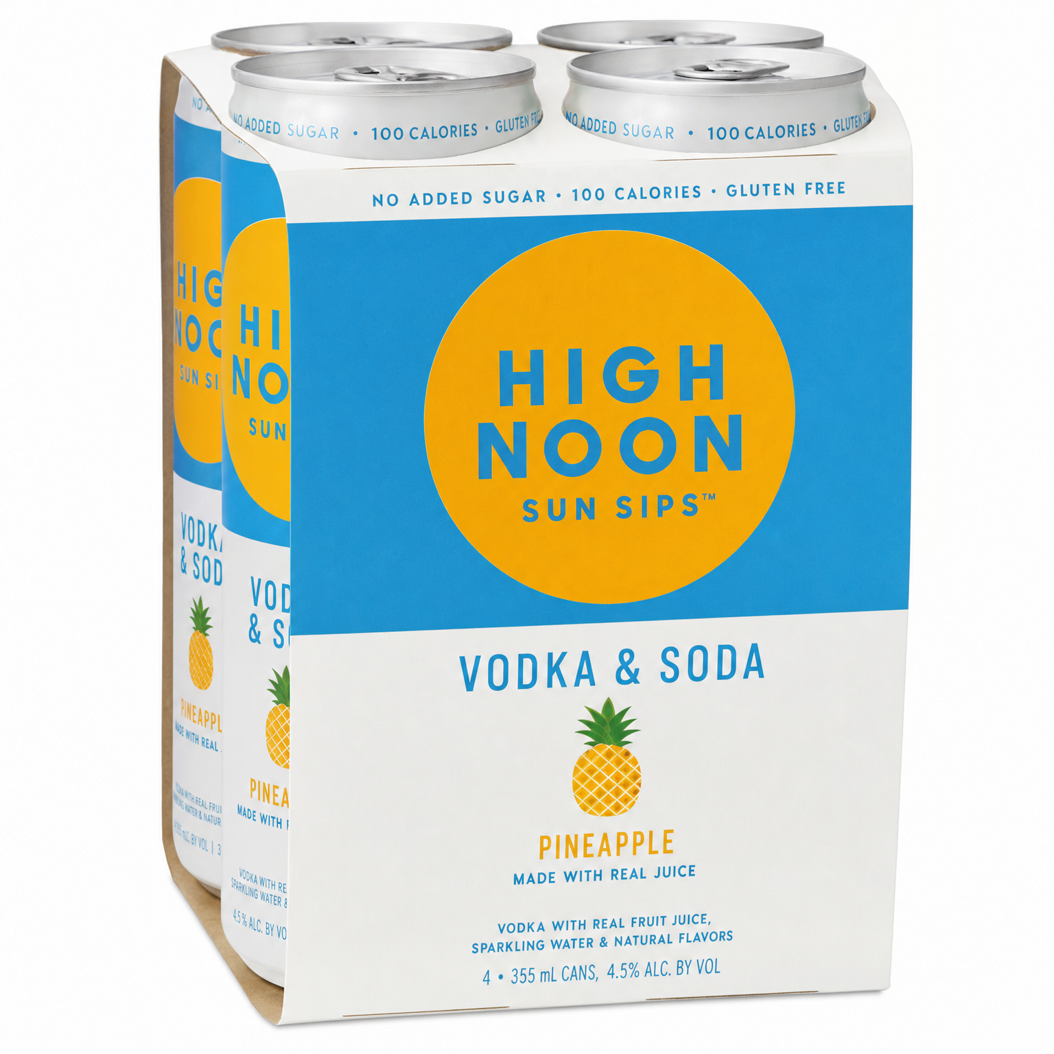 High Noon Pineapple Vodka & Soda 4pk 355ml Cans