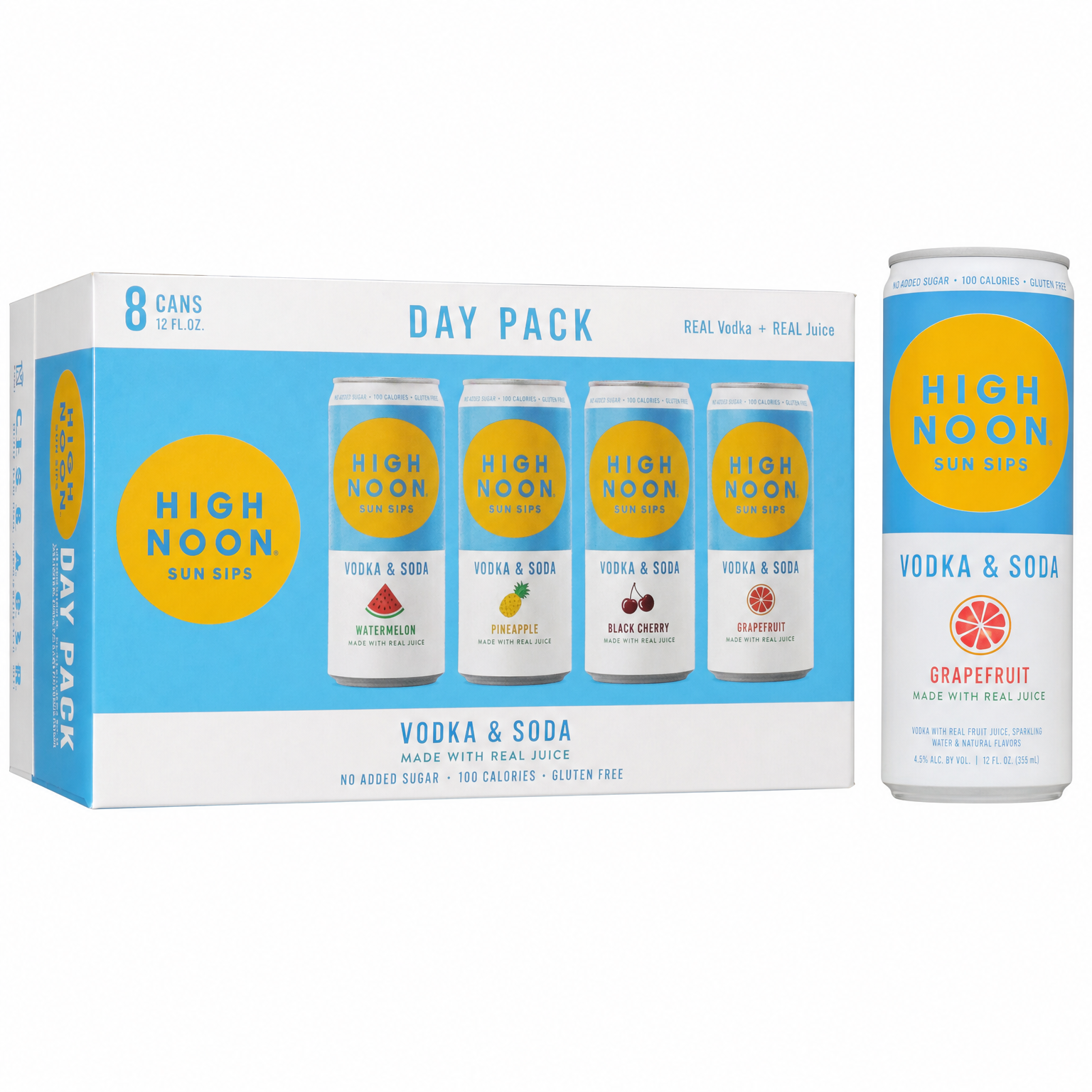 High Noon Sun Sips Vodka & Soda Day Pack 8Pk 12oz Cans