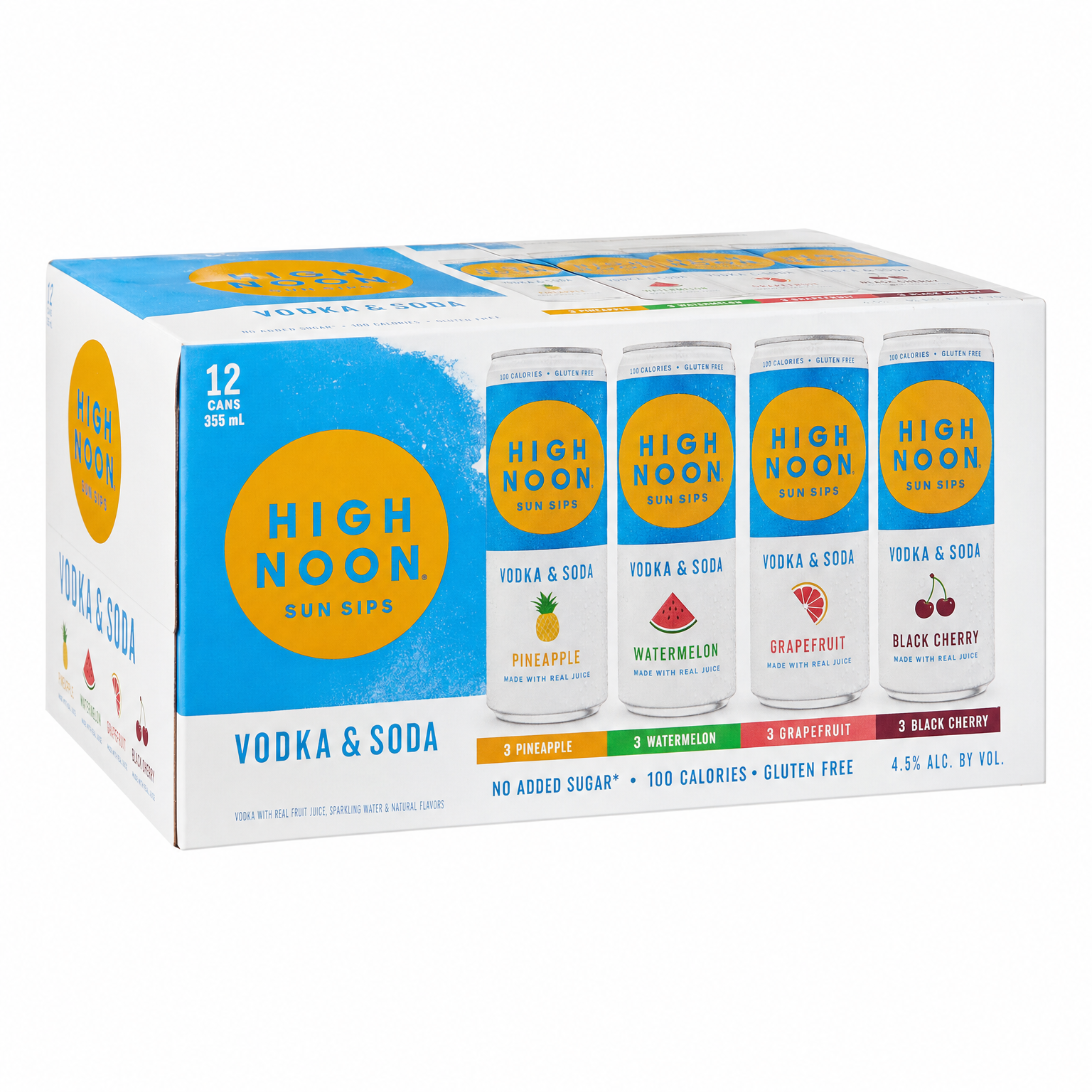 High Noon Vodka & Soda Variety Pack 12Pk 355ml Cans