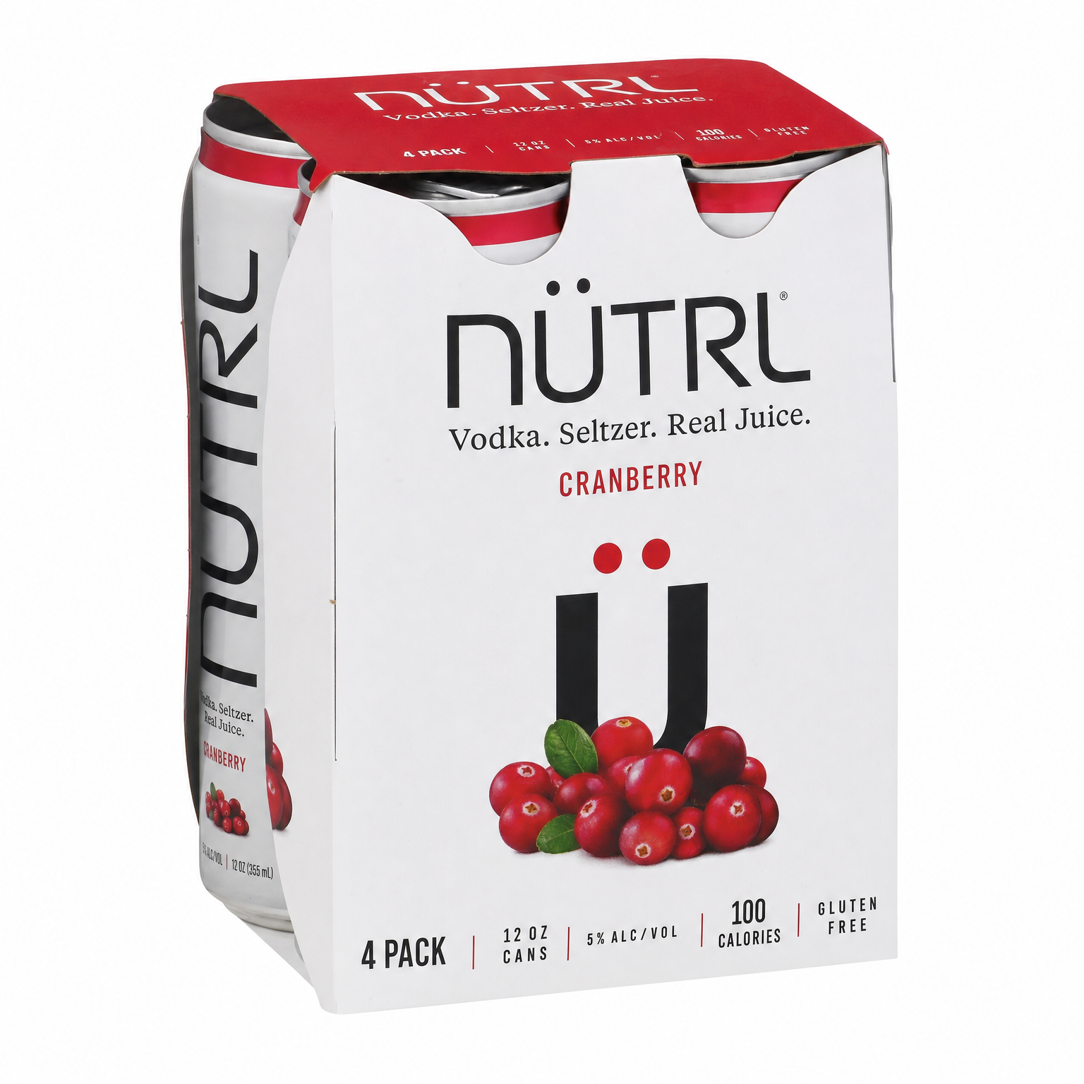 Nütrl Cranberry Vodka Seltzer 4 Pack 12oz Cans
