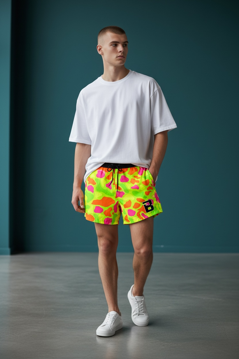 Neon Camo Swim Trunk