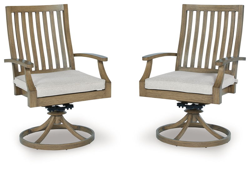 Rainier Ranch - Swivel Chair With Cushion (Set of 2) - Brown / Beige