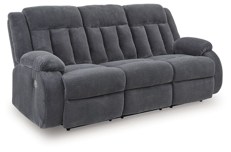 Observation - Reclining Power Sofa With Drop Down Table - Steel