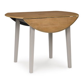 Harperfeld - Round Dining Room Drop Leaf Table - Natural / Gray