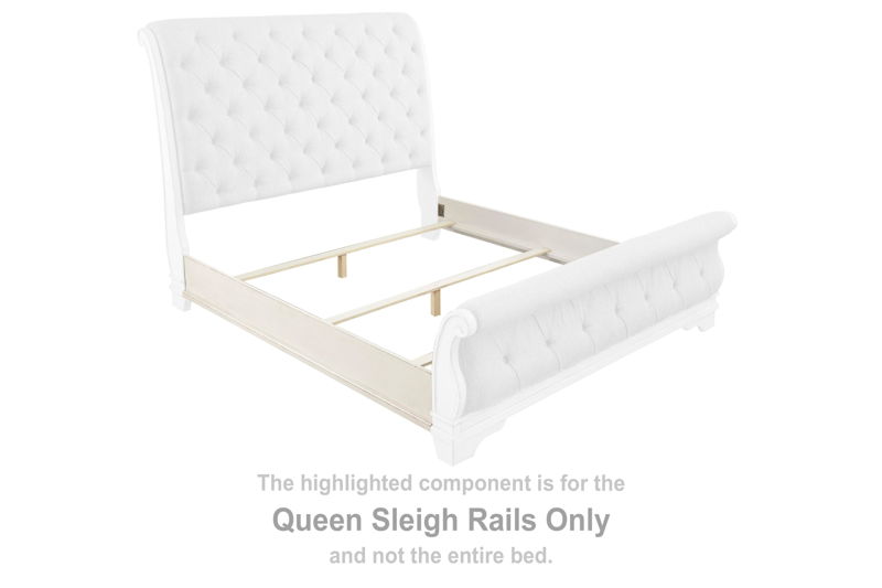 Realyn - Queen Sleigh Rails - Chipped White