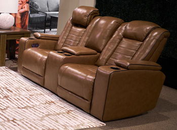 Gruaro - Power Reclining Loveseat With Console / Adjustable Headrest - Amber