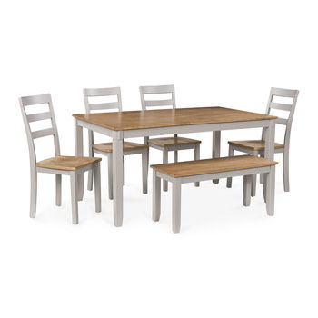 Harperfeld - Dining Room Table Set (Set of 6) - Natural / Gray