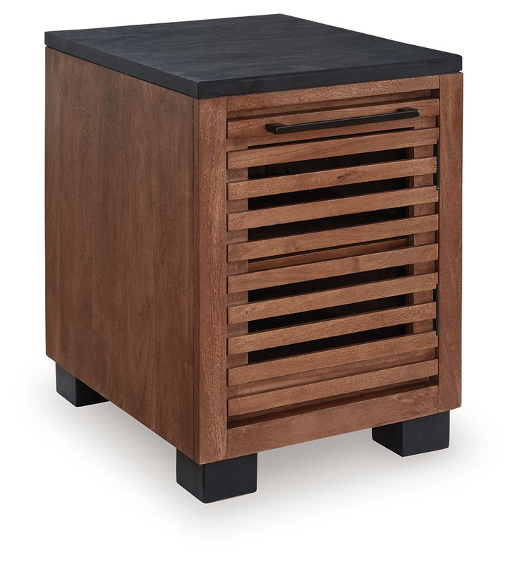 Kallari - Chair Side End Table - Warm Brown / Black