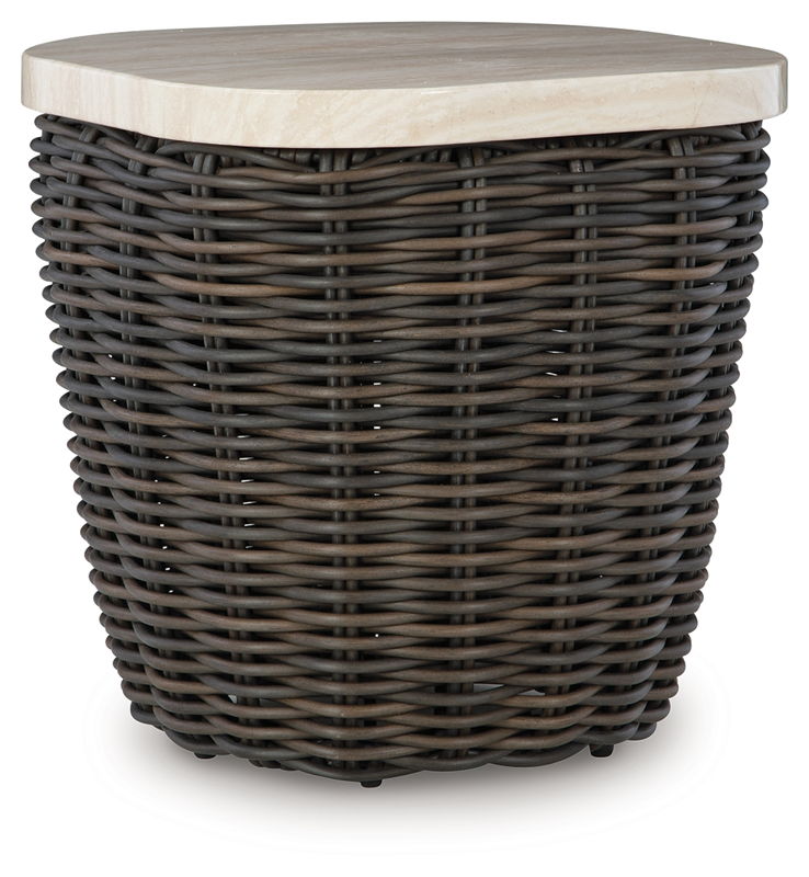 Kimora - Square End Table - Beige / Dark Brown