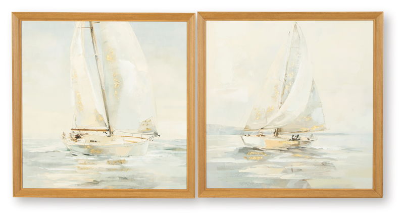 Winbrook - Wall Art Set (Set of 2) - Gray / Tan / Gold Finish