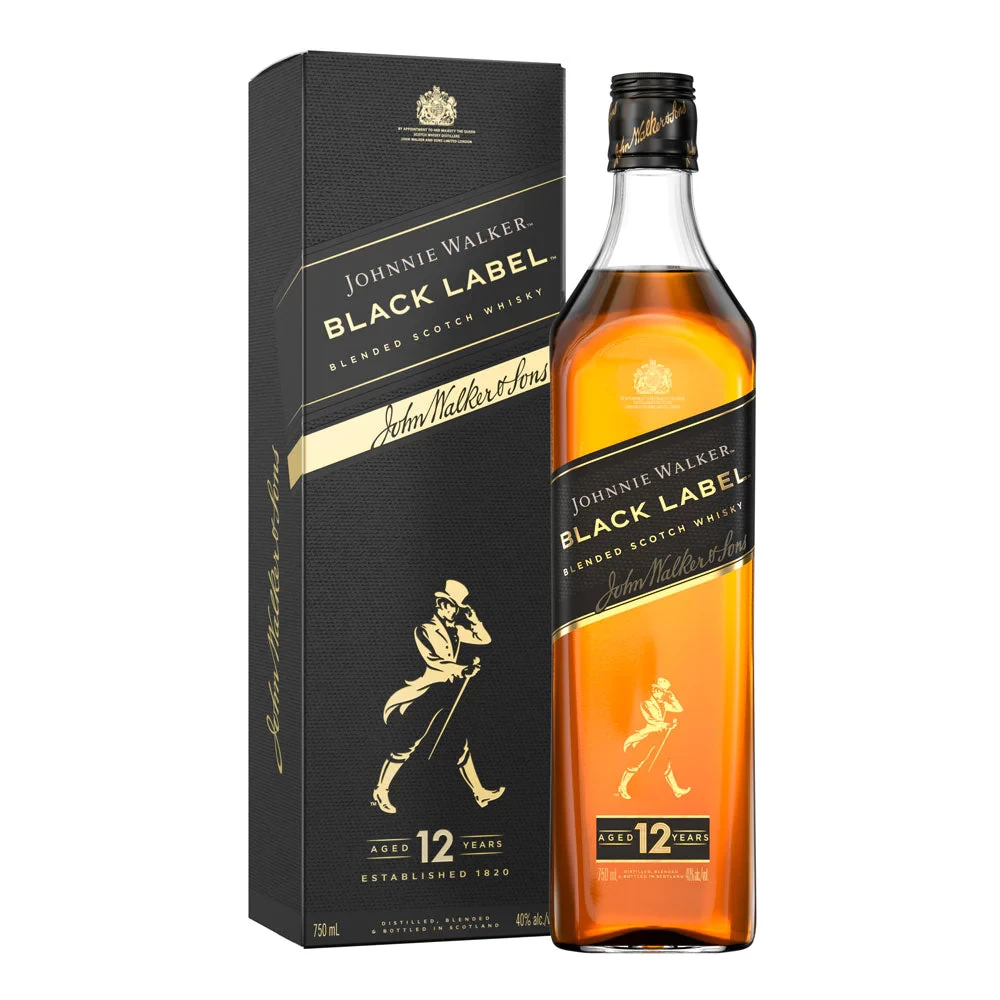 Johnnie Walker Black Label 12 Year Old Blended Scotch Whisky 750ml