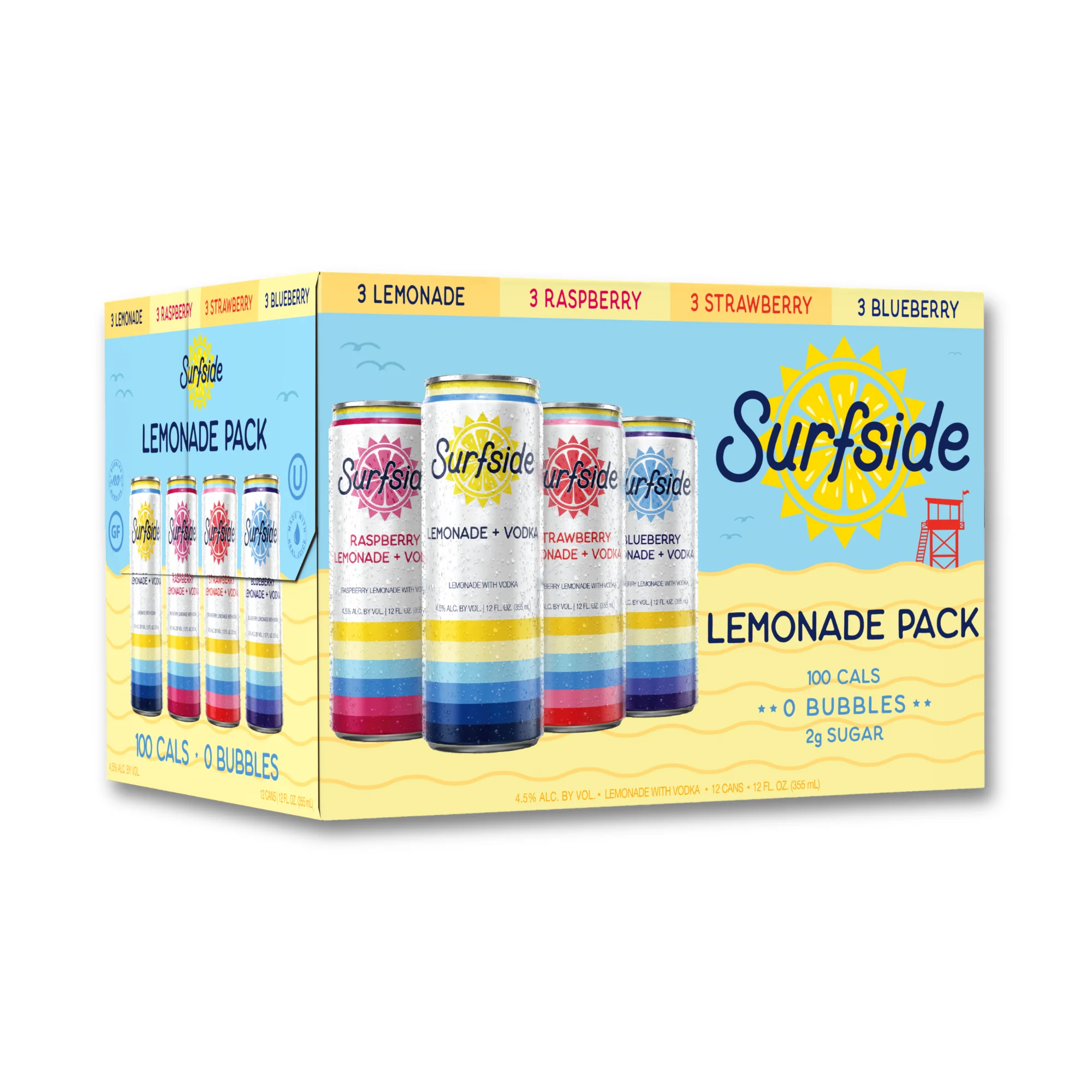 Surfside Lemonade Vodka Variety Pack 12 X 355ml