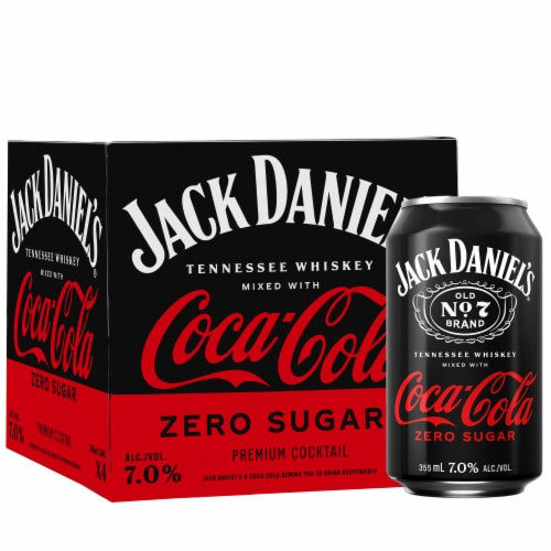 Jack Daniel's & Coca-Cola Zero Sugar 4 X 355ml