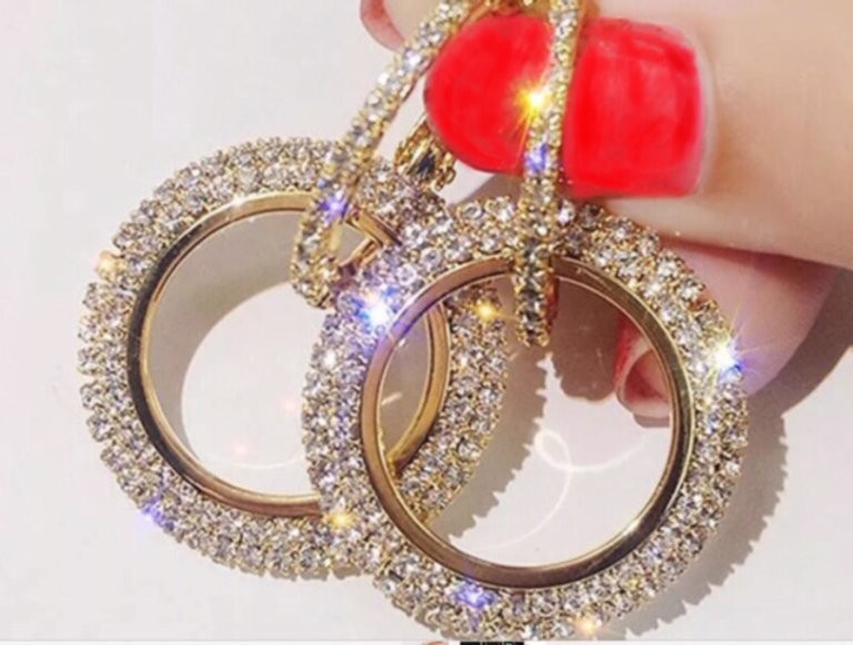 Crystal Rings with Crystal Hoops Set  $68.00 priced per pair