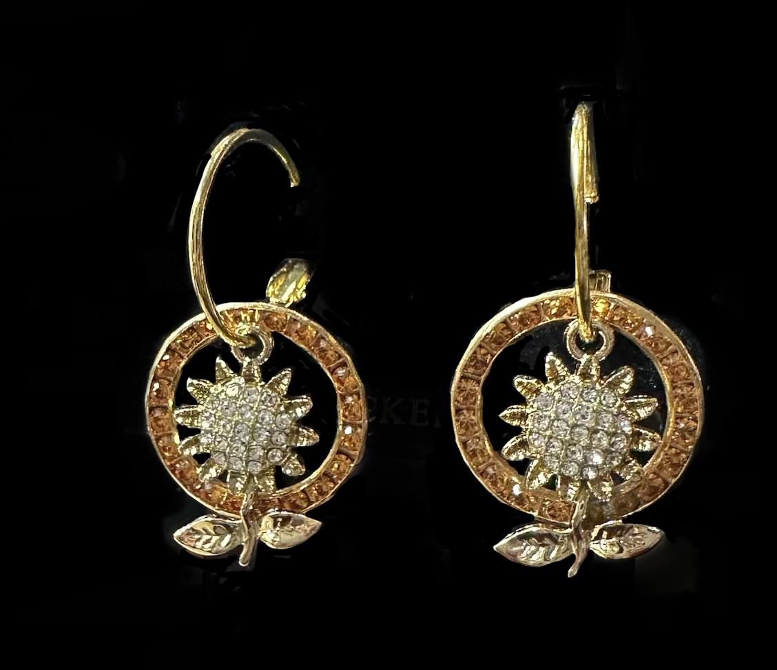 Sunflower Crystal Flower earring set