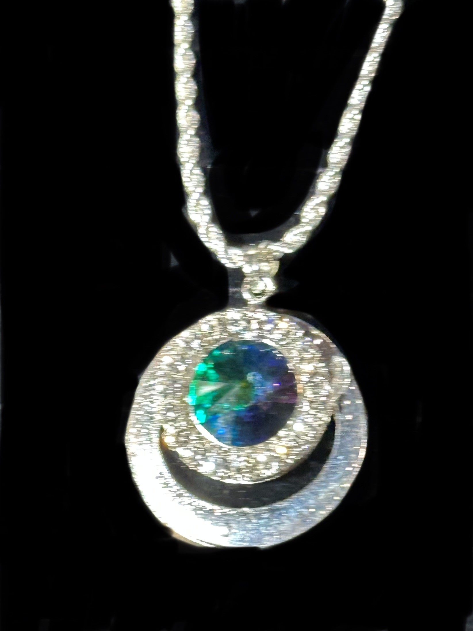 Silver Zircon Crystal Pendant