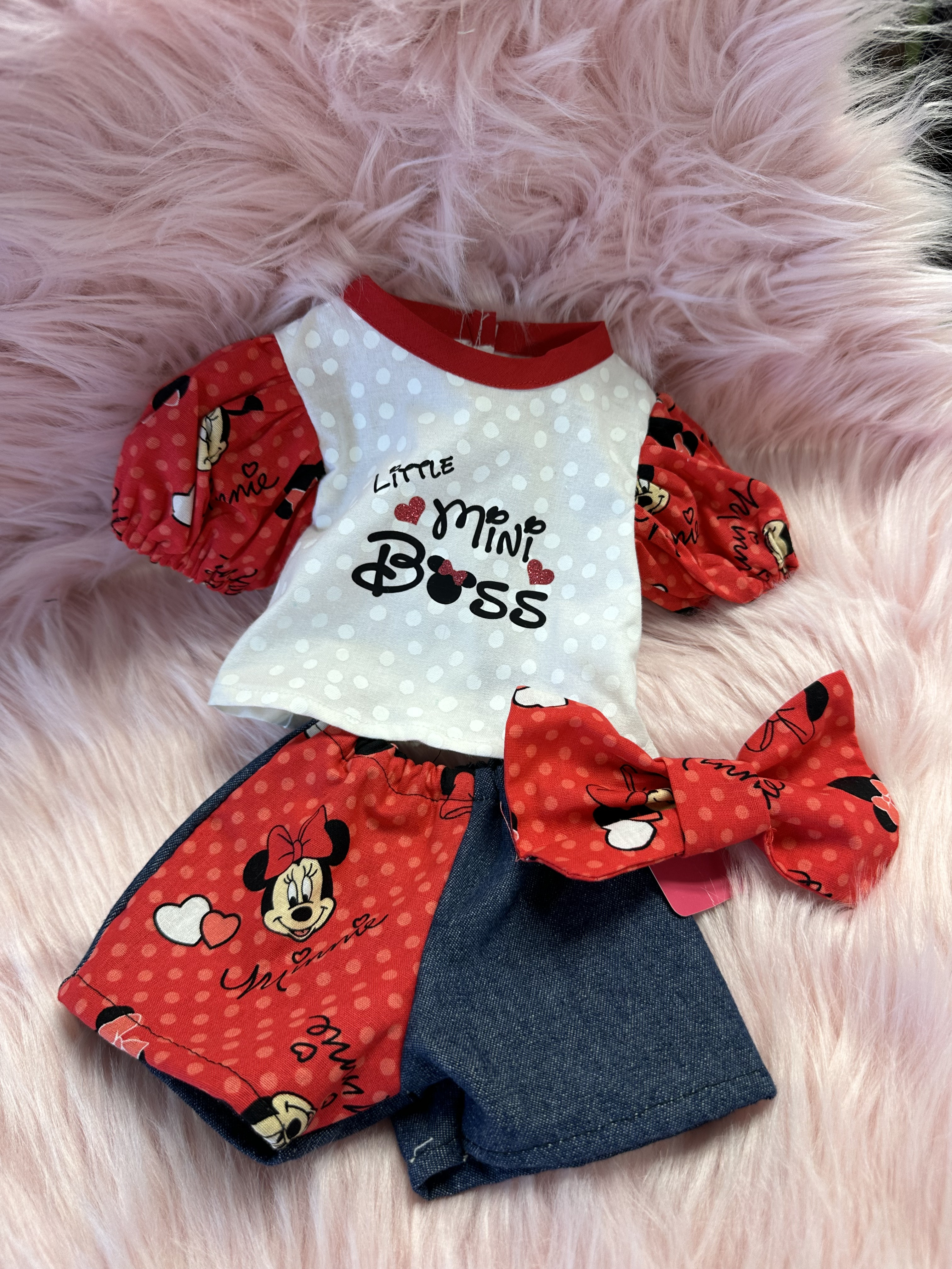 Little Minnie boss 2 pc set with matching bow