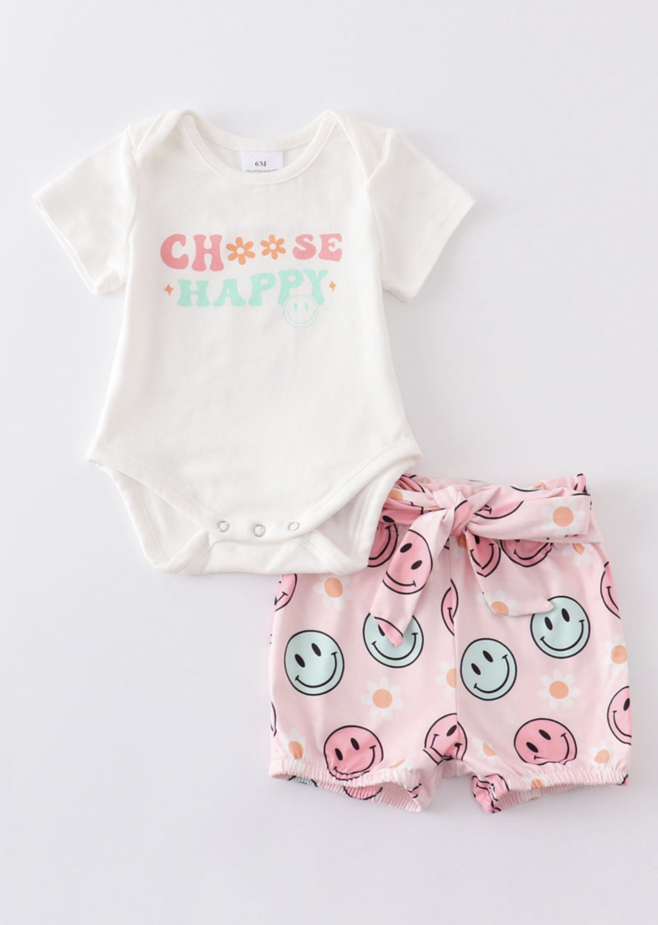 CHOOSE HAPPY 2 pc onesie with shorts