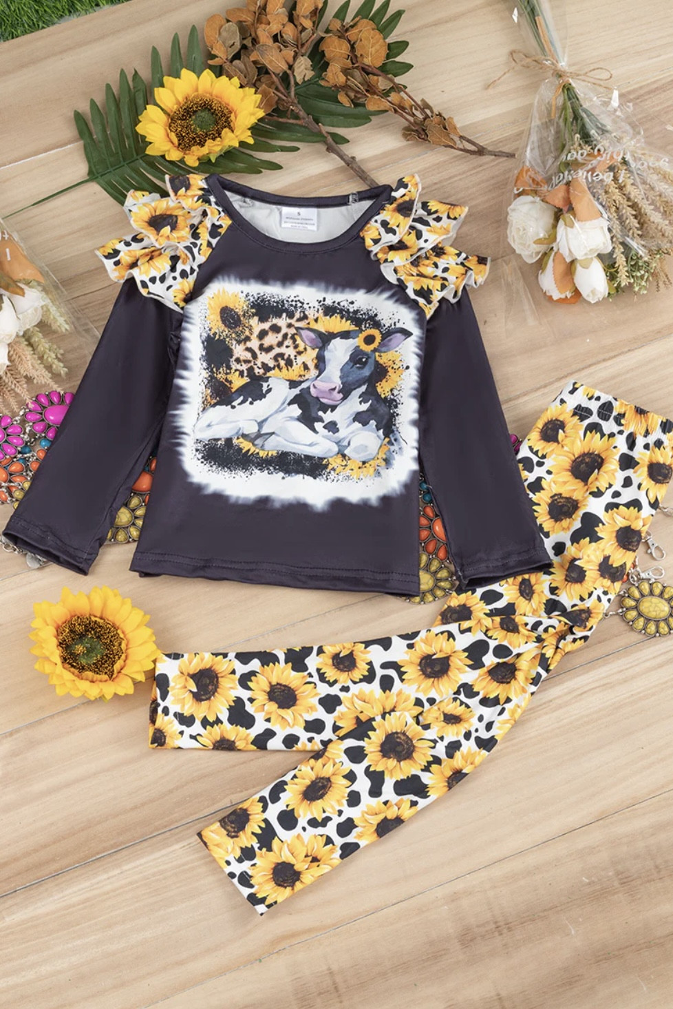 Cow and Sunflower printed 2 pc