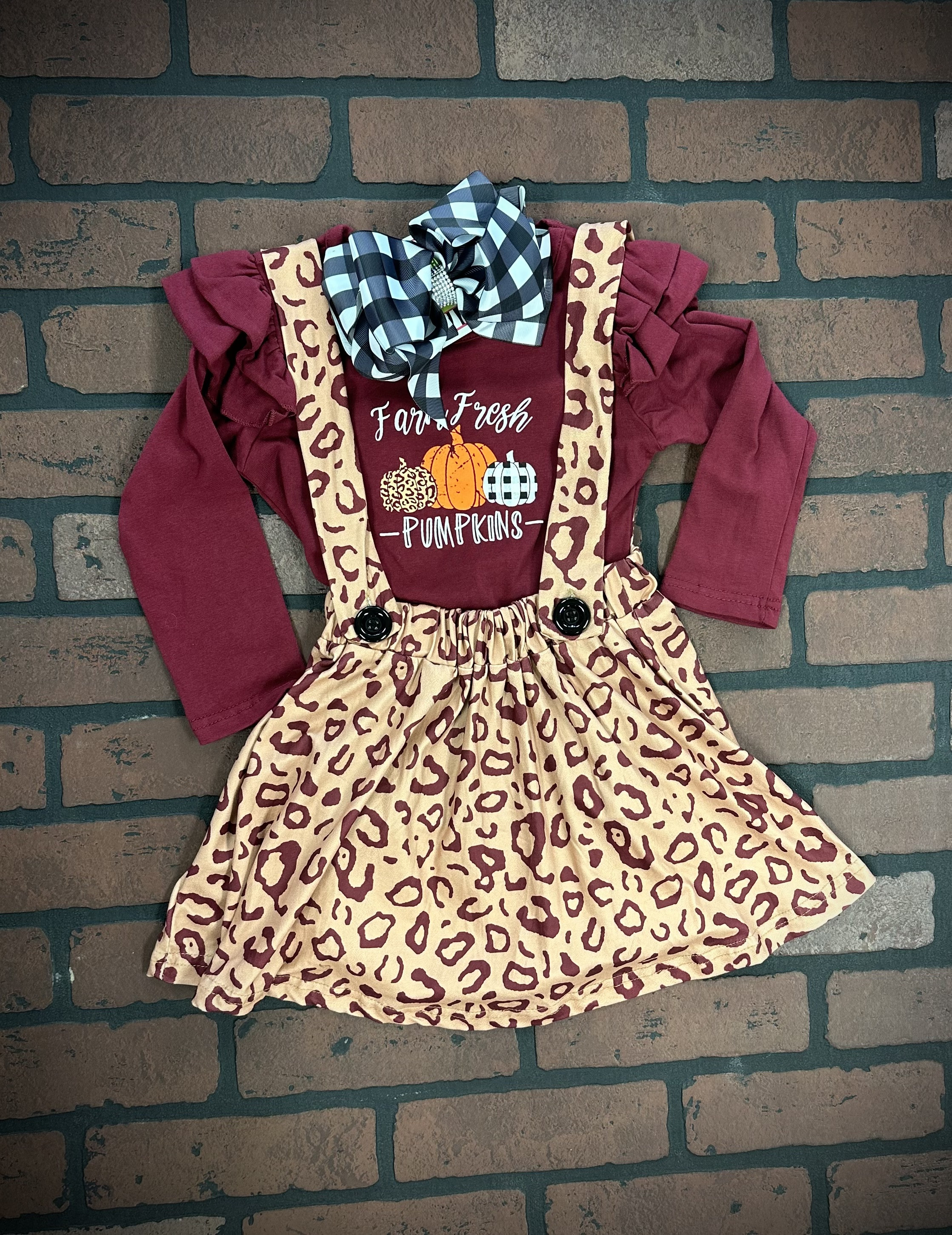 "Farm Fresh Pumpkins" animal print jumper dress